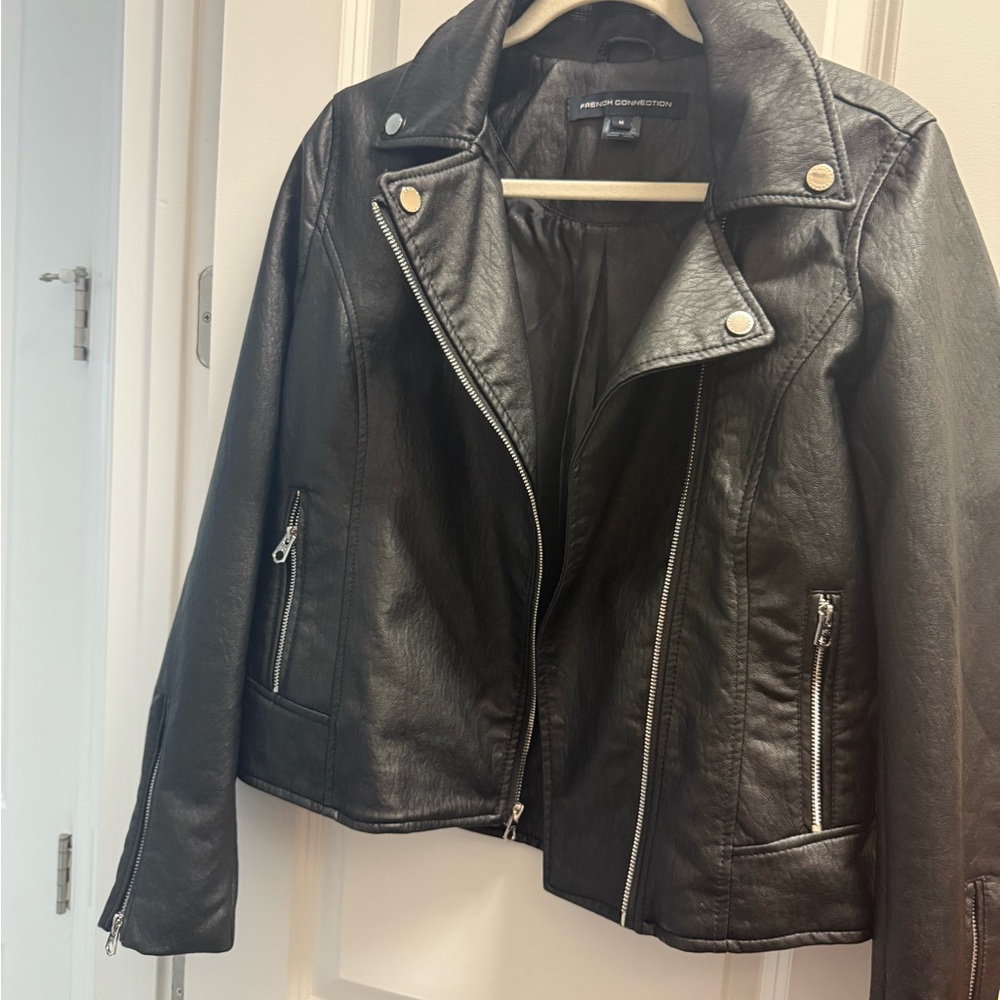 French Connection Midnight Black Leather Jacket